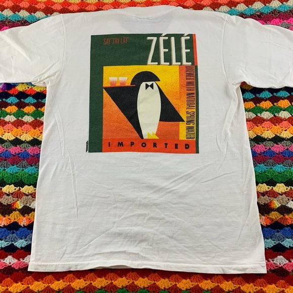 Vintage 90s Single Stitch Zele Panache Imported Beer Art Deco Waiter Pen… - Picture 11 of 16